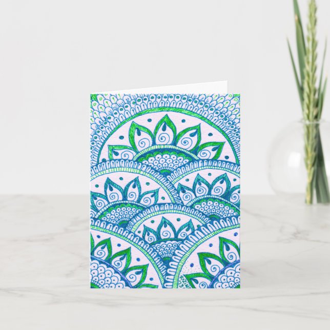 Earth Day Återvinna Damask Indian Mandala Blank Bd Kort (Framsida)