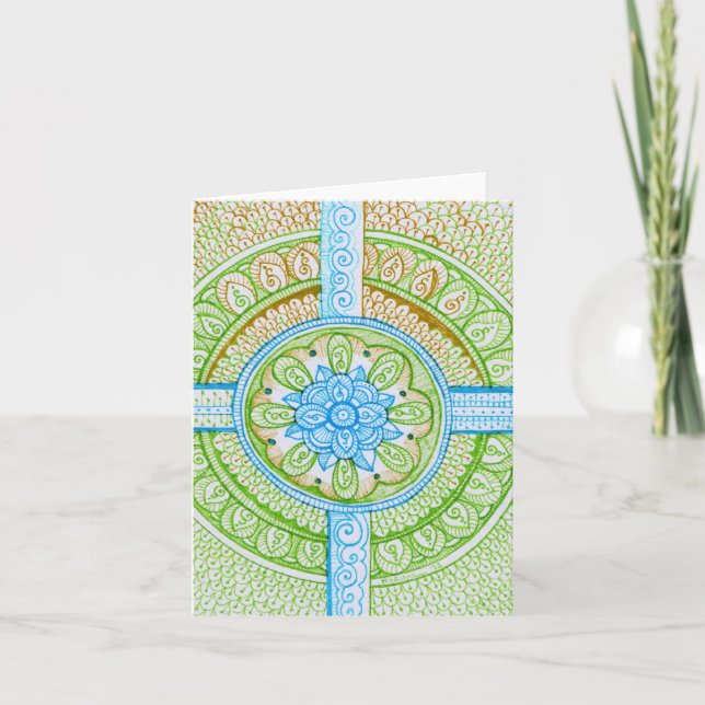 Earth Day Återvinna Damask Indian Mandala Blank Bd Kort (Framsida)