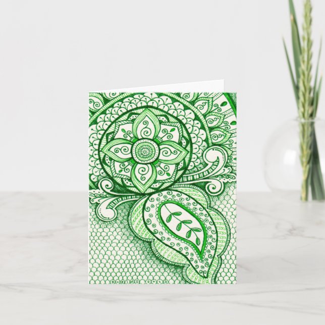 Earth Day Återvinna Damask Indian Mandala Blank Bd Kort (Framsida)
