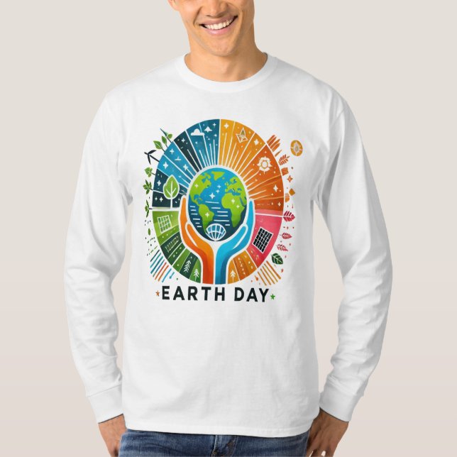 Earth Day Basic-Långärmad T Shirt (Framsida)