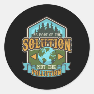 Earth Day BE the Solution Cute Vintage Recycled Runt Klistermärke