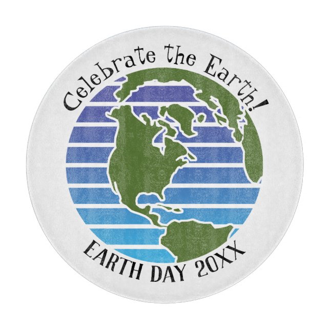 Earth Day Blue Grönt Globe Karta Planet (Framsidan)