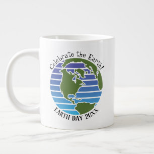 Earth Day Blue Grönt Globe Karta Planet Jumbo Mugg
