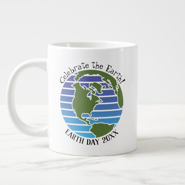 Earth Day Blue Grönt Globe Karta Planet Jumbo Mugg (Vänster)