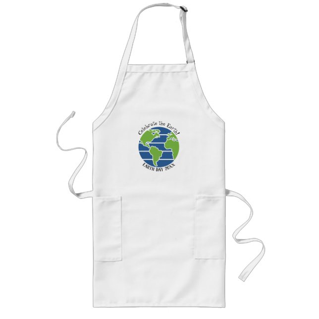 Earth Day Blue Grönt Globe Karta Planet Långt Förkläde (Framsidan)