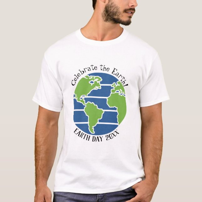 Earth Day Blue Grönt Globe Karta Planet T Shirt (Framsida)