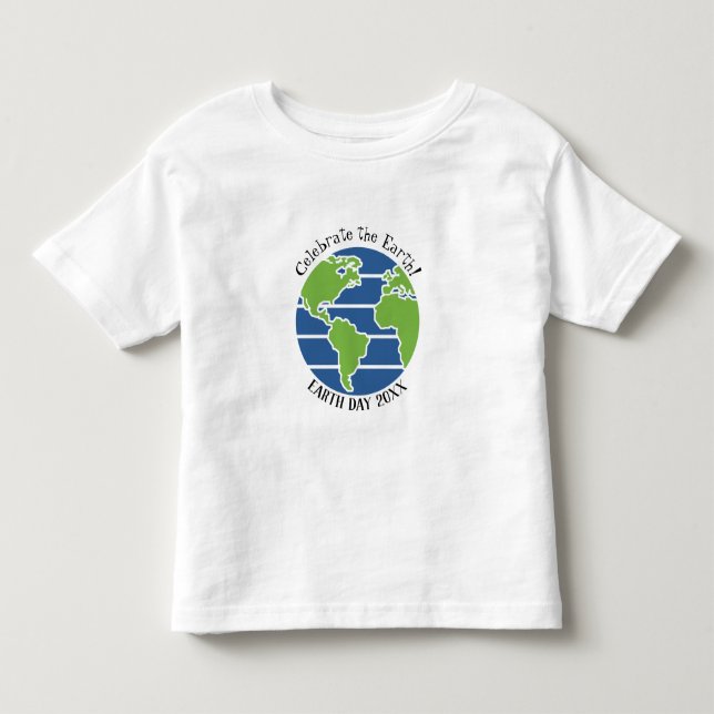Earth Day Blue Grönt Globe Karta Planet T Shirt (Framsida)