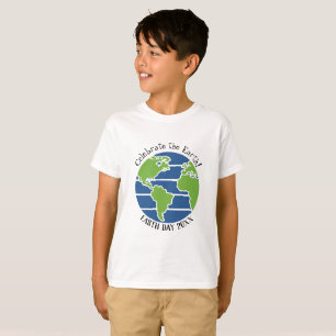 Earth Day Blue Grönt Globe Karta Planet T Shirt