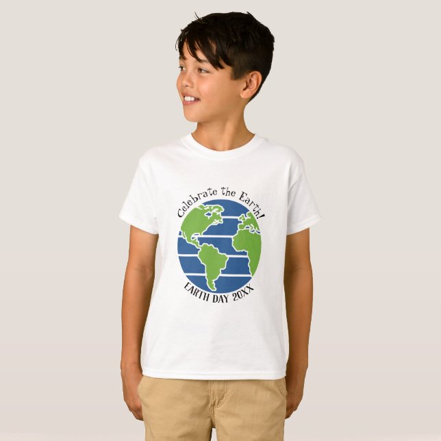 Earth Day Blue Grönt Globe Karta Planet T Shirt (Hel framsida)