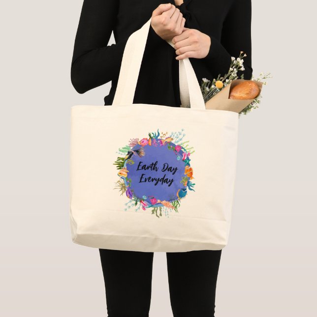 Earth Day Blue Ocean, Dagday Tote Bag Jumbo Tygkasse (Framsida (produkt))