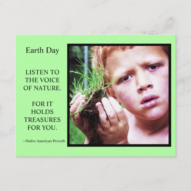 Earth Day Boy med Dirt Postcard Vykort (Framsida)