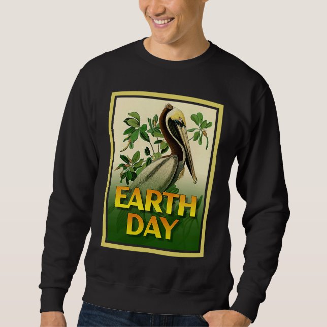 Earth Day Brown Pelican Bird    Set 1 Lång Ärmad Tröja (Framsida)