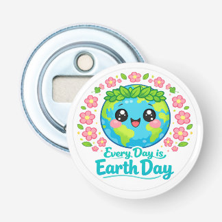 Earth Day Button Bottle Opener Flasköppnare
