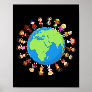 Earth Day Children Värld runt Environmentali Poster