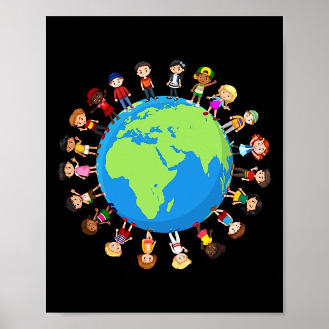 Earth Day Children Värld runt Environmentali Poster (Framsidan)