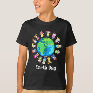 Earth Day Children Värld runt Planet Spara T Shirt