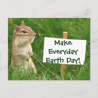 Earth Day Chipmunk Vykort