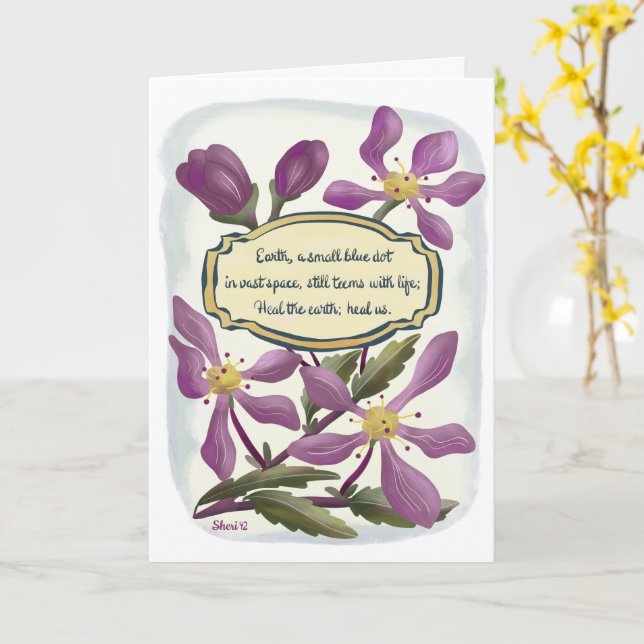 Earth Day: Crab Apple-Blommar i Gouache Kort (Gul blomma)