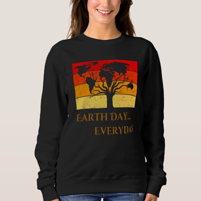 Earth Day Cute World Map Träd Pro Environment Pla T Shirt (Framsida)