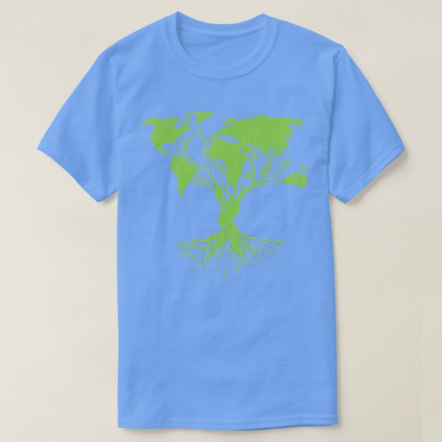 Earth Day  Cute World Map Tree Pro Environment Pla T Shirt (Design framsida)