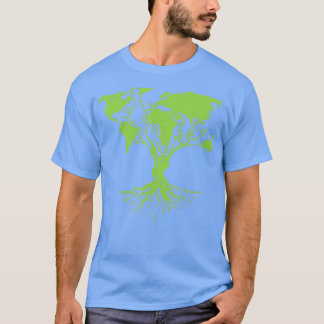 Earth Day  Cute World Map Tree Pro Environment Pla T Shirt