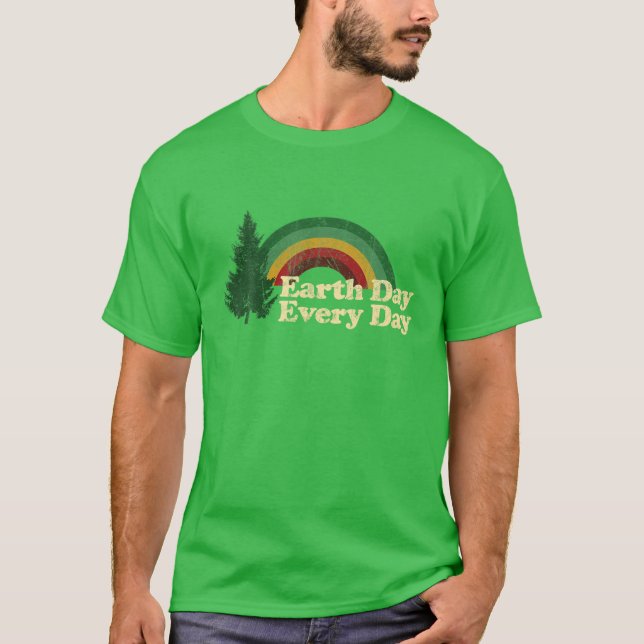 Earth Day - daglig regnbåge Gräs Träd T Shirt (Framsida)