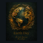 Earth Day Dark Botanical Wreath Nature Lover Gift  Poster<br><div class="desc">Honor our beautiful planet with this stunning dark moody Earth Day botanical wreath design, the perfect gift for every nature lover, plant parent and earth warrior! 🌍 A dramatic lush botanical wreath surrounds our sacred Earth — rich forest green tropical leaves, warm amber botanicals and golden dried elements dramatically lit...</div>