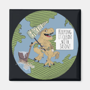 Earth Day Dino Städning Magnet
