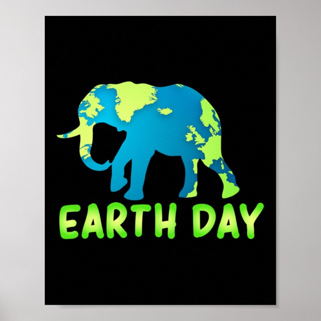 Earth Day Elephant För barn Poster (Framsidan)