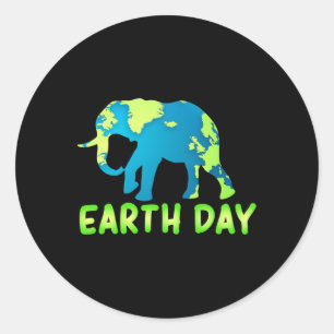 Earth Day Elephant För barn Runt Klistermärke