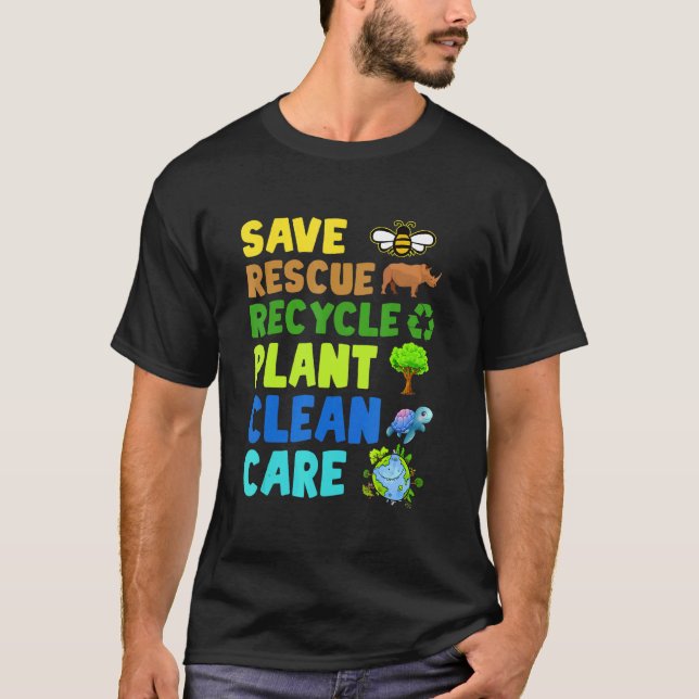 Earth Day Environmental Protection Save Bees Rescu T Shirt (Framsida)