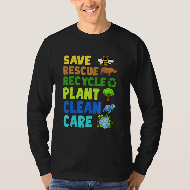 Earth Day Environmental Protection Save Bees Rescu T Shirt (Framsida)