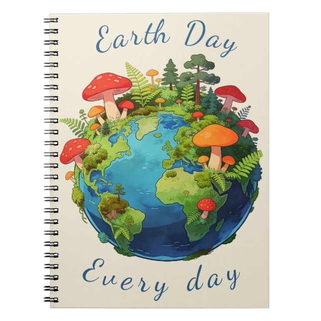 Earth Day Every Day Nature Planet Design Anteckningsbok (Framsidan)