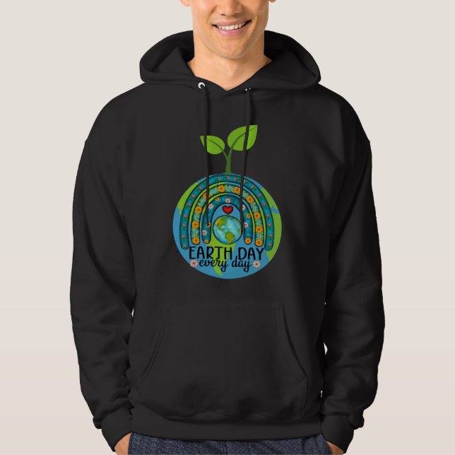 Earth Day Everyday Globe Climate Crisis Global War Hoodie (Framsida)