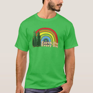 Earth Day Everyday Rainbow Pine Tree Design T Shirt