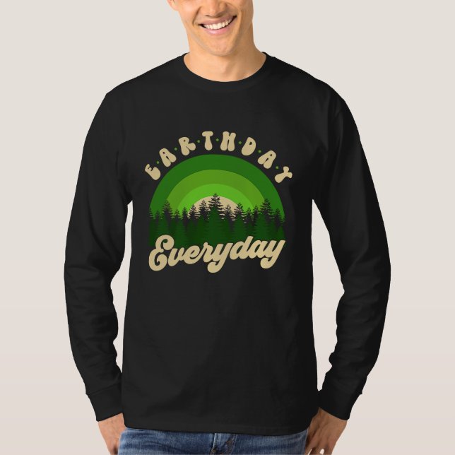 Earth Day Everyday Retro Groovy Rainbow Save Envir T Shirt (Framsida)
