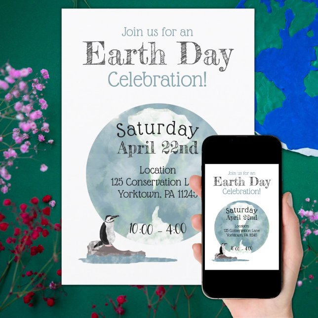 Earth Day Firande med Penguin Design Inbjudningar (Skapare uppladdad)