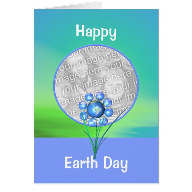 Earth Day Flower (bild ram) Hälsningskort (Framsidan)