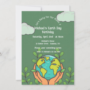 Earth Day Födelsedagsfest inbjudan