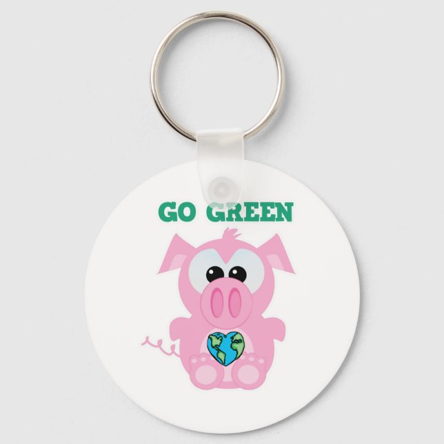 Earth Day Go Green gris Goofkins Nyckelring (Framsida)