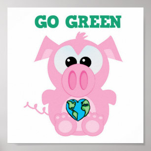 Earth Day Go Green gris Goofkins Poster