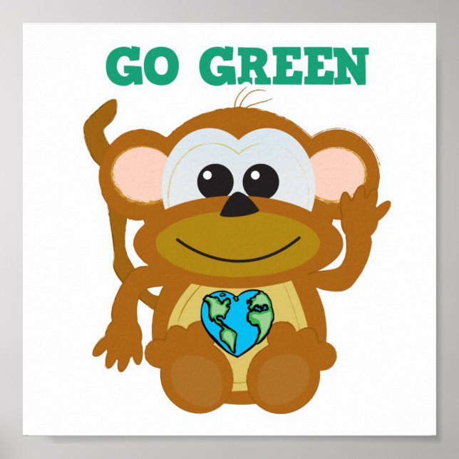 Earth Day Go Green Monkey Goofkins Poster (Framsidan)