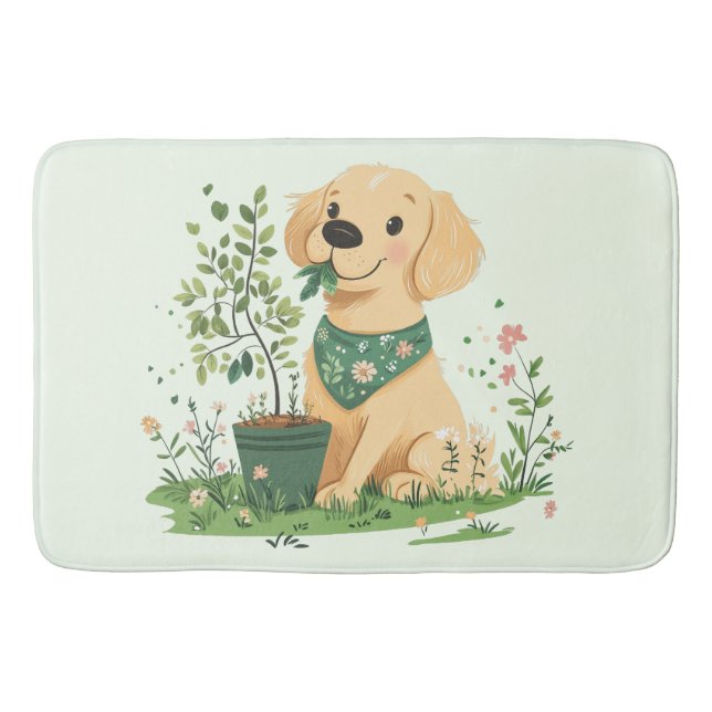 Earth Day Golden Retriever Hund  Badrumsmatta (Framsidan)