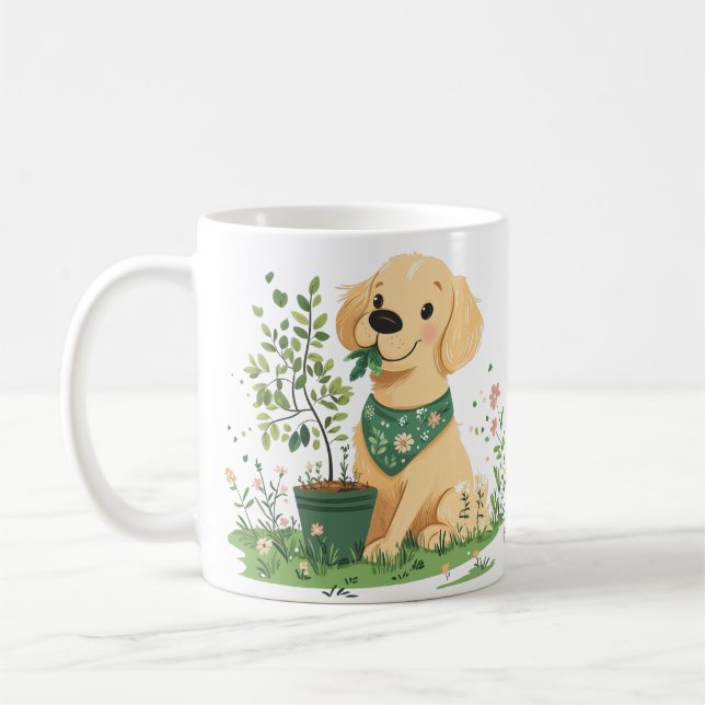 Earth Day Golden Retriever Hund  Kaffemugg (Vänster)
