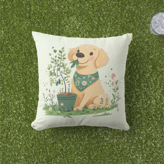 Earth Day Golden Retriever Hund  Kudde (Gräs)