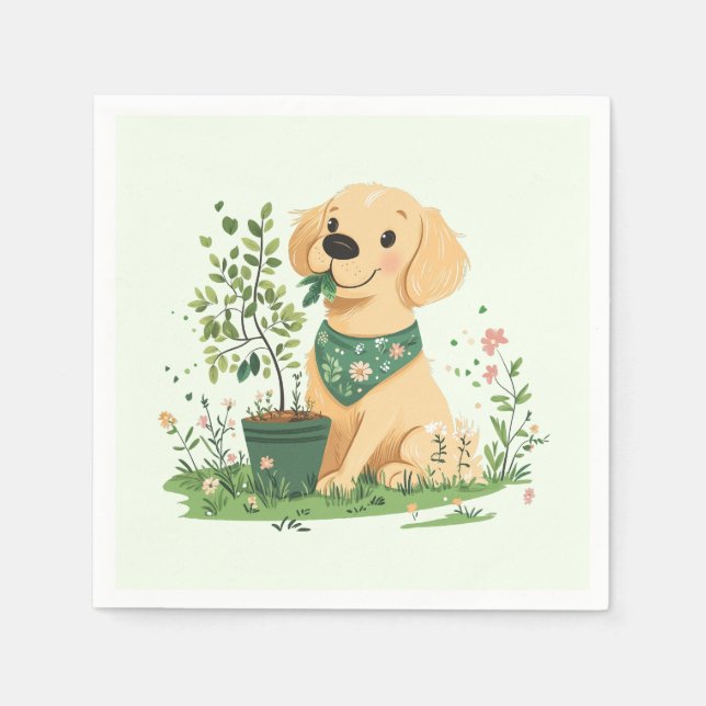Earth Day Golden Retriever Hund  Pappersservett (Framsidan)