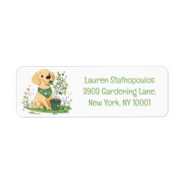 Earth Day Golden Retriever Hund  Returadress Etikett