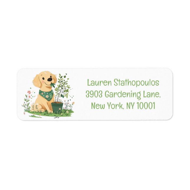 Earth Day Golden Retriever Hund  Returadress Etikett (Framsidan)