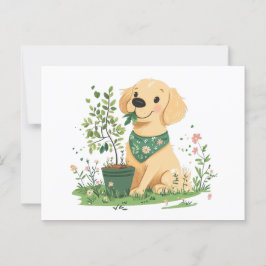 Earth Day Golden Retriever Hund  Vykort