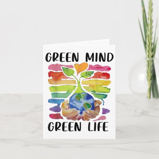 Earth Day Grönt Mind Grönt Life Environmental Prot Kort (Framsida)